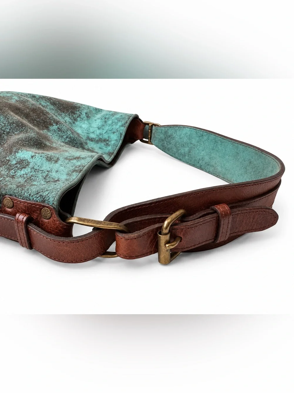Juan Antonio Medium Soft Leather Turquoise Hobo Shoulder Bag